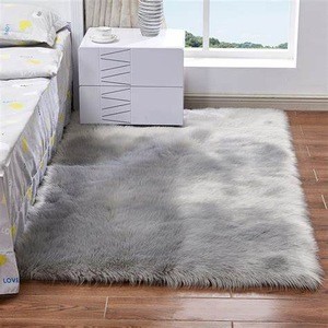 Square Plush Fur Rug Fluffy Home Floor Decorative Grey Faux Fur Rugs Carpet