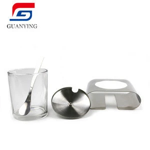 Stainless Steel clear glass Sugar Bowl with Lid and Sugar Spoon Sugar Pot