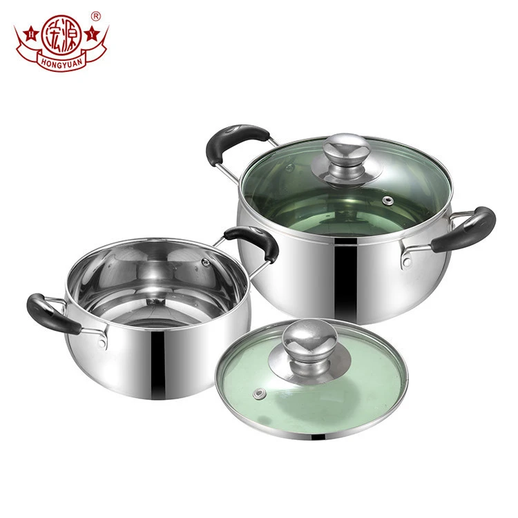 Stainless steel cooking cookware milk pot for cooking with double handle
