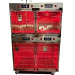 Stainless Steel Veterinary Warming Cage with Infrared Therapy Small Animal Cage