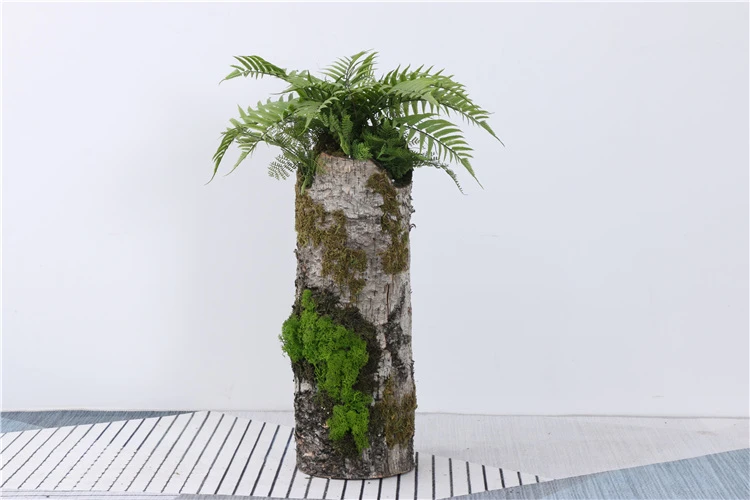 Stump with fern outdoor green plants artificial aquarium green water plants artificial plants green wall