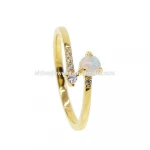 stunning opal jewelry Gold filled open rings delicate 18k gold opal gemstone silver ring