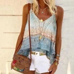 Summer 2020 Amazon European and American cross-border women's V-neck printed loose camisole top