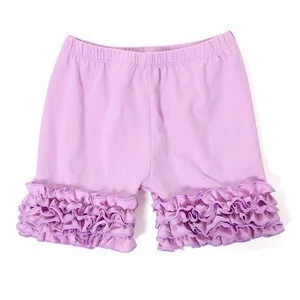 Summer girl shorts children wear many colors plain knit cotton icing girls ruffle shorts