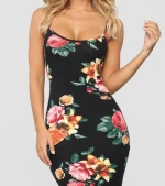 summer  bodycon floral print body moves spaghetti strap midi dress women casual dress