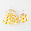 summer sleeveless cute duck yellow girls clothing sets kid child clothes