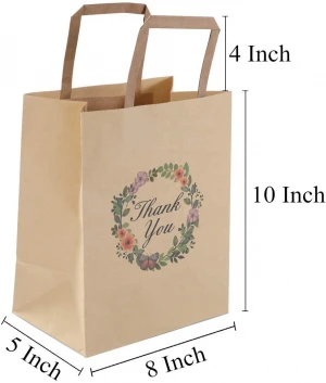 Thank You Gift Bags with Tissue Wrapping Paper, Kraft Paper Bags with Handle for Party Favor Bags, Gifts,Shopping, Packaging Wed
