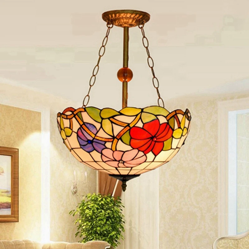 Tifany Lamps Hanging Stained Glass Art Chandelier Vitray Lampes Lampara Colored Tifani Light Pendants House Tiffany Pendant Lamp