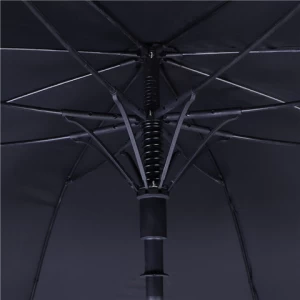 Top Quality Black Color Golf Umbrella With Logo Prints Auto Open Straight Umbrella With Soft Handle