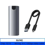 Top sales M.2 Mobile Hard Drive box NVME to USB3.1 Tool-free Aluminum alloy SSD Box Type C with A-C 10Gbps data cable