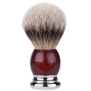 Traditional Luxury Brown Handle Badger Hair Men Beard Shaving Brush With Box For Custom Logo