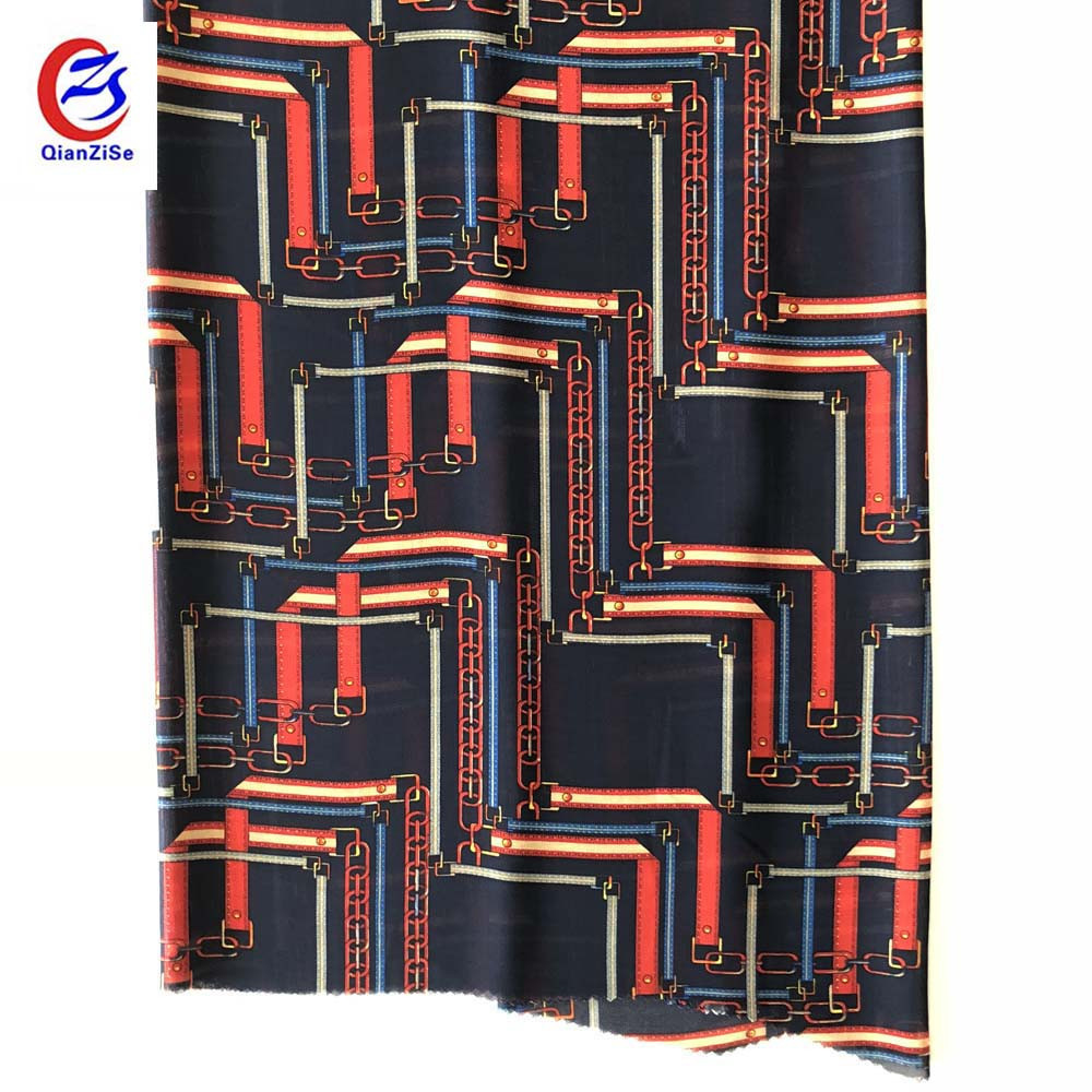 Buy Unique Border Design Belt Chain Design 75d Printed French Chiffon ...