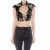 Import Vintage mandarin collar frog closure cheongsam style brocade hollow carved design crop top sexy women t shirt from China