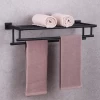 Wall-mounted towel bathroom rack toilet stainless steel  towel rack with two towel bar wall hangers