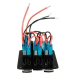 Waterproof 3  Gang 12-24V Marine Boat Rocker Switch Panel with  LED Voltmeter Dual USB Charger Adapter For Vehicle Truck Yacht