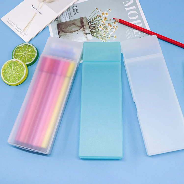 WEISHENG PP Plastic Pen Box Frosted Rectangle Stationery Container Packing Pencil Case