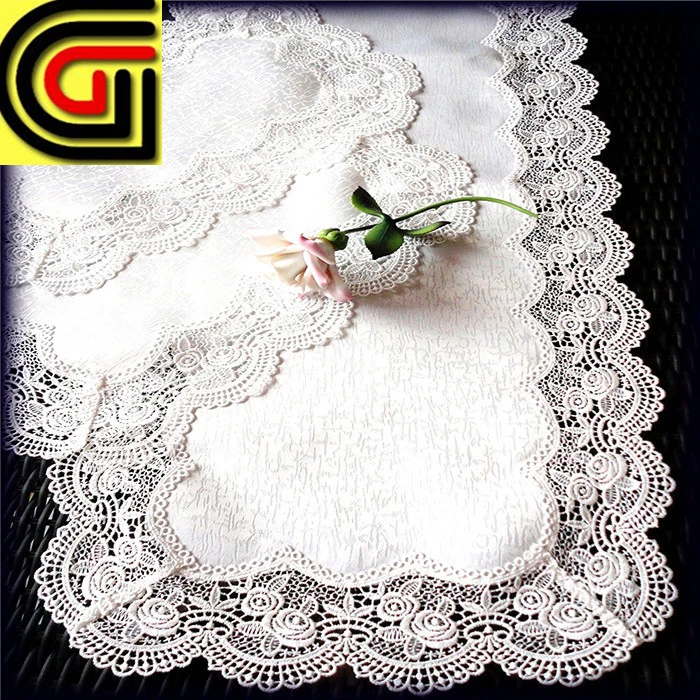 White lace table runner place mat for wedding home decoration