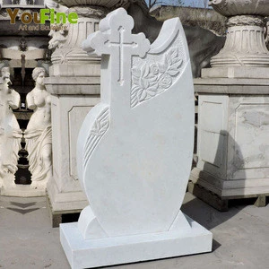 White Marble Angel Monument Cross Tombstone