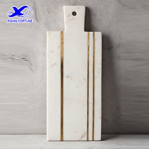 White marble brass inlay cheese board