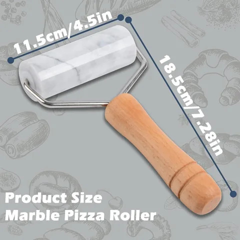 white Small Marble Rolling Pin Pizza Roller, Marble Dough Roller Non-Stick T-Type, For Cake Baking Tortilla Fudge Pizza Cookies