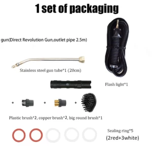 wholesale 1 set Steam cleaner accessories With 5 brushes  5 sealing ring and 2.5m outlet pipe Replaceable Steam Direct spray gun