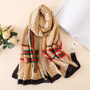 Wholesale 2018 hot sale jingpin silk scarf high quality fashion luxury pretty soft long china brand print silk scarf
