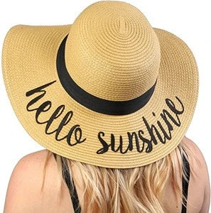 Wholesale custom  fashion foldable wide brim summer women  floppy sun hat straw beach