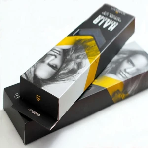 Wholesale Custom Logo Foldable Luxury  Cardboard Hair Extension Packaging Box Wig Package Box