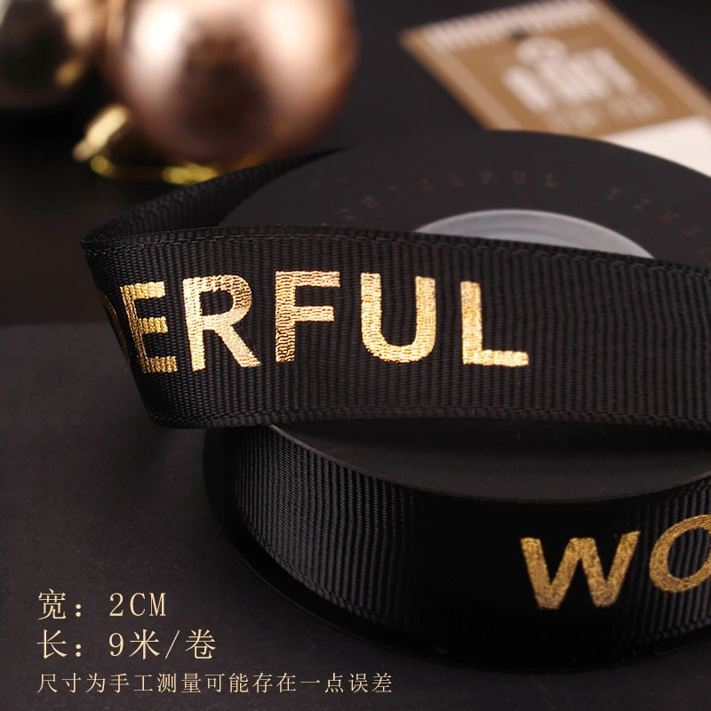 wholesale custom printed silk ribbon satin ribbon tape grosgrain black ribbon with gold logo