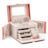 Wholesale Earring Ring Necklace Girls With Lock Jewelry Box Organizer Velvet Jewelry Storage Pu Leather Jewelry Boxes
