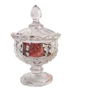 Wholesale Fashion Flower Shape Design Crystal Clear Glass Snacks or Fruit Cup or Sugar Bowl With Lid