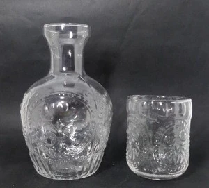 wholesale hand blown clear embossed glass wine juice water pitcher with lid