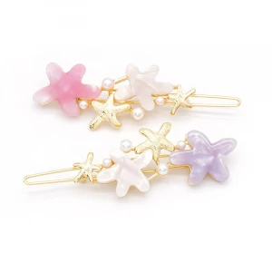 Wholesale Hot Selling Fashion Starfish Acrylic Hair pins Crystal Rhinestone  Acetate Girls Hair Pins Star Shape Hair clips