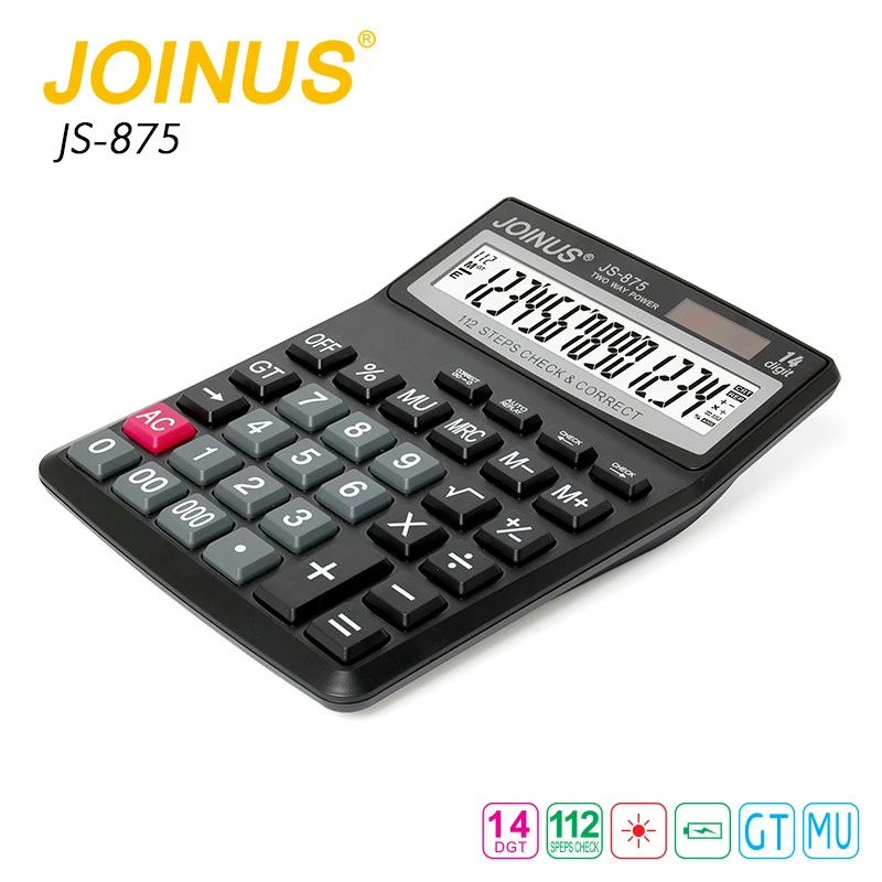 Wholesale JOINUS School Business Office Stationery Factory Price LED Display 14 Digit Solar Electronic Calculator
