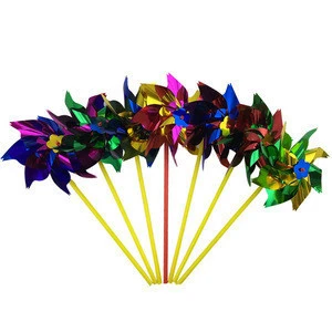 Wholesale kids rainbow pinwheel plastic windmill toy for kids