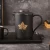 Import Wholesale luxury golden leaf frosted matte glazed black ceramic coffee tea set with tray from China