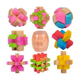 Wholesale montessori smart kids toy train baby toys wood cube puzzle