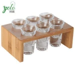 Wholesale New Design 100% Natural Easy Carry Bamboo Glass Holder WIth Handle