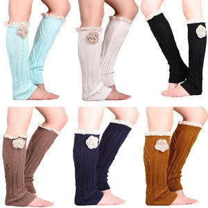 Wholesale New Design Handmade Flower Lace Knitted Leg Warmers For Women