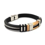 wholesale stainless steel buckle sillicon bangle bracelets men jewelry wire silicone