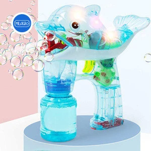 Wholesale Transparent electronic light up musical Bubble dolphin bubble toys bubble gun for kids