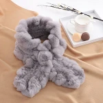 wholesale winter women knitted rex rabbit fur ball scarf collar