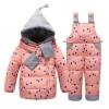 Winter Baby clothes set fleece lined with jacket and bib overall Girls Snow Wear Baby Coat