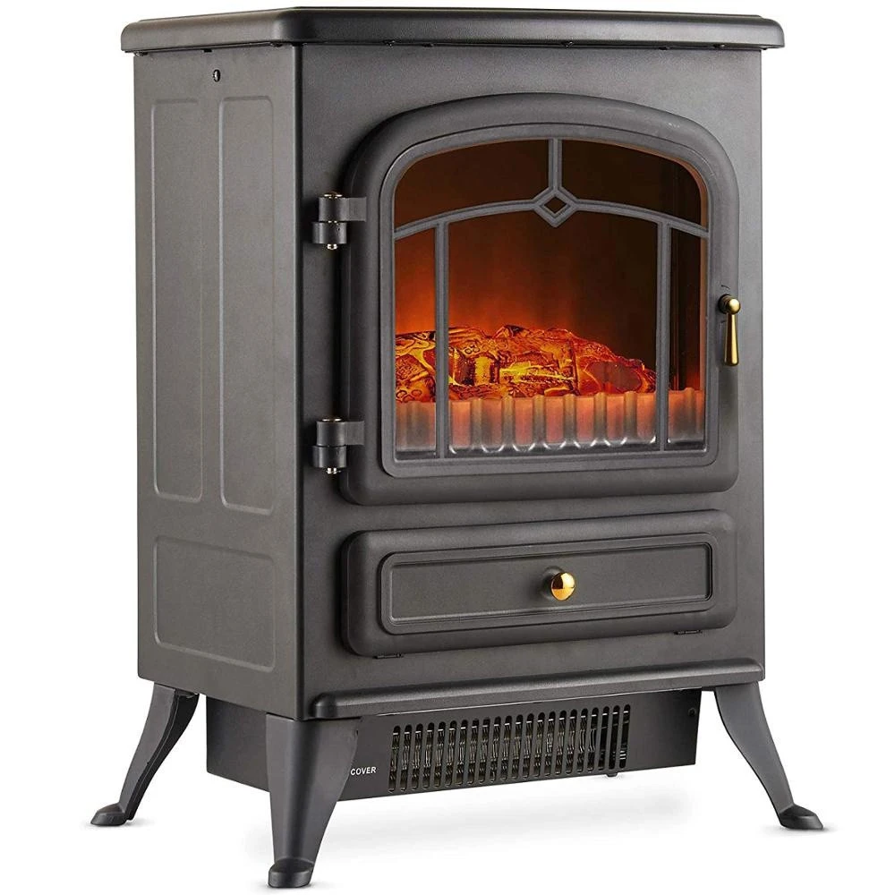 With Realistic Log Flame Effect and 2 Heat Setting Portable Freestanding Electric Fireplace Stove Heater