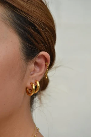 Women Open Chunky Gold Filled Thick Hoop Earrings 20mm 25mm 45mm 18k Gold Jewelry Wholesale