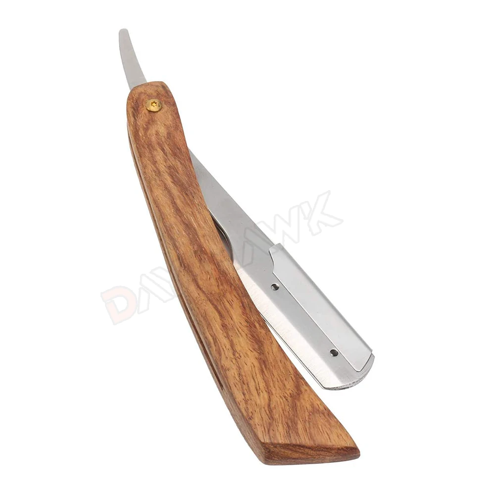 Wood Handle Stainless Steel Barber Razor / Single Edge Sharp Blade Shaving Razor