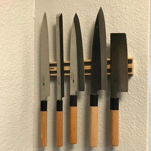 Wood Magnetic Knife Holder Storage Block Natural Kitchen with Magnetic Knife Bar