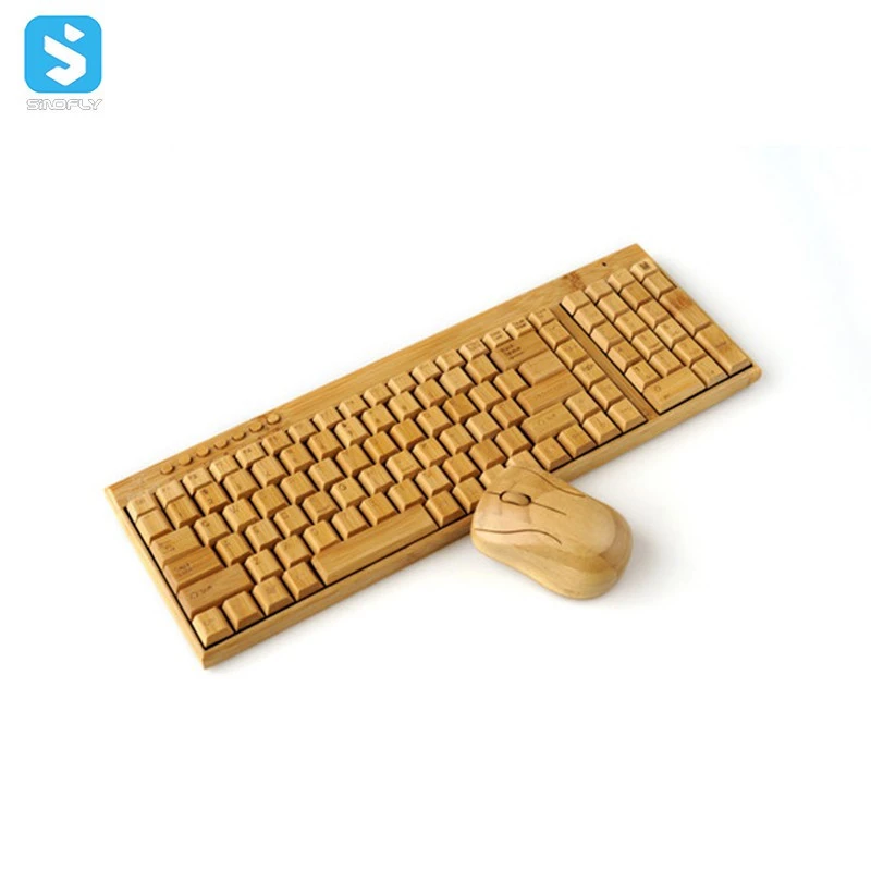Wooden wireless keyboard and mouse set bamboo wood laptop keyboard