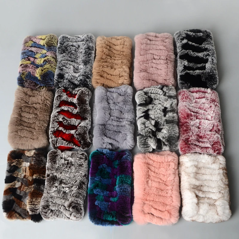 WoYing Faux Rabbit Fur Woven Collar Bib Winter Women&#x27;s Warmth Stretch Pullover Fur Scarf