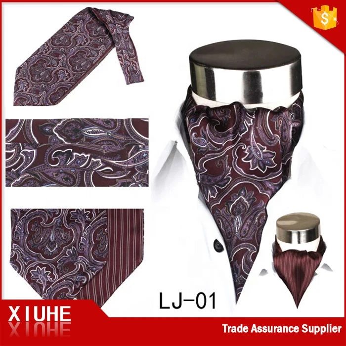 Xiuhe China Men&#x27;s Formal Silk Jacquard Paisley Ascot Tie Cravat